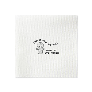 Get ready for Halloween season with the Mummy Halloween Napkin. Featuring a graphic of an adorable mummy below the phrase "this is how we roll," you can personalize with your name or your class name if you are having a school Halloween party. This cute Halloween party accessory is perfect for a kid's halloween party. 