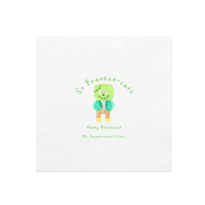 Customize the So Franken-Cute Napkin for your Halloween party! Featuring a full color design of Frankenstein, you can personalize with your class name for a school Halloween party, or your own name if you are having a Halloween party at home. 