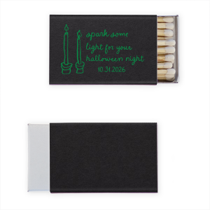 Get ready to celebrate the season with the Spark Some Light Match! Featuring a modern and minimal image of two candlesticks, you can personalize with the date of your event in a handwritten script font. 