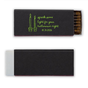 Get ready to celebrate the season with the Spark Some Light Match! Featuring a modern and minimal image of two candlesticks, you can personalize with the date of your event in a handwritten script font. 