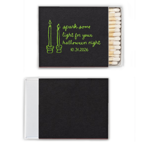 Get ready to celebrate the season with the Spark Some Light Match! Featuring a modern and minimal image of two candlesticks, you can personalize with the date of your event in a handwritten script font. 