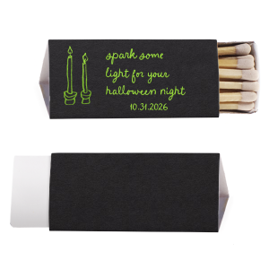Get ready to celebrate the season with the Spark Some Light Match! Featuring a modern and minimal image of two candlesticks, you can personalize with the date of your event in a handwritten script font. 