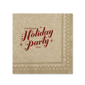 Shine bright with the 'Sparkle Holiday Party Napkin. Featuring bold, swirly script proclaiming "Holiday Party" amidst twinkling sparkles, it is festivity wrapped in elegance. Add the host's name above and year below for a dazzling touch that lights up any celebration!
