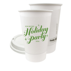 Sip with shimmer using the Sparkle Holiday Party Cup. Showcasing bold, joyous script for "Holiday Party" surrounded by twinkling sparkles, it's the perfect festive touch. Personalize with the host's name and year to ensure your celebration shines with every sip!