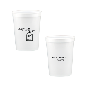 The After Life Of The Party Cup keeps the good times flowing for you Halloween events. Tickle funny bones with this macbre merchandise, your guests are sure to remember the personalized accessory long after the party is dead.  