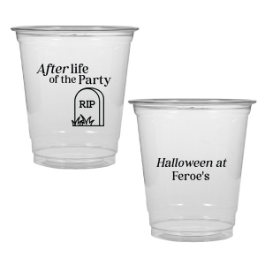 The After Life Of The Party Cup keeps the good times flowing for you Halloween events. Tickle funny bones with this macbre merchandise, your guests are sure to remember the personalized accessory long after the party is dead.  