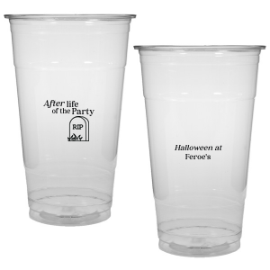 The After Life Of The Party Cup keeps the good times flowing for you Halloween events. Tickle funny bones with this macbre merchandise, your guests are sure to remember the personalized accessory long after the party is dead.  