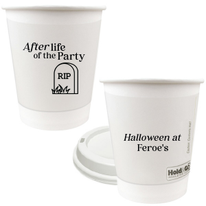 The After Life Of The Party Cup keeps the good times flowing for you Halloween events. Tickle funny bones with this macbre merchandise, your guests are sure to remember the personalized accessory long after the party is dead.  