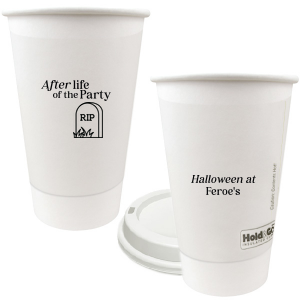 The After Life Of The Party Cup keeps the good times flowing for you Halloween events. Tickle funny bones with this macbre merchandise, your guests are sure to remember the personalized accessory long after the party is dead.  