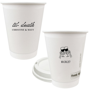 Celebrate Halloween in style with the Til Death Toast Cup. Featuring two skeleton hands cheering, this custom cup is perfect for your ghoulish gathering. Personalize with your name and the date of your event. 