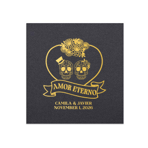 Love is everlasting! In this life and the next, show your love for one another in this life and the next with the Amor Eterno Napkin. Suitable for not just Halloween, but for all your weddings, anniversaries and engagements events too.