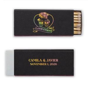 Keep the flame of love alive with the Amor Eterno Match. A marriage of macabre and matrimony, this match is ideal for weddings, engagements and anniversaries, add a spooky flair to your declaration of love! 