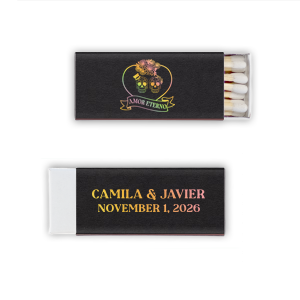 Keep the flame of love alive with the Amor Eterno Match. A marriage of macabre and matrimony, this match is ideal for weddings, engagements and anniversaries, add a spooky flair to your declaration of love! 