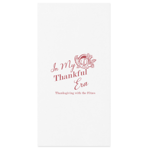 Show off your good graces with the In My Thankful Era Napkin. Featuring a classic cornucopia design, this napkin is easy to customize into a stylish accessory appropriate for any family holiday dinner. 