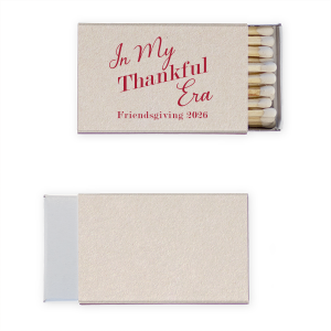 Impress your guests with the elegant In My Thankful Era Match. Light scented candles or fireplaces to level up your fall-time coziness, these quality matches make stylish gifts or souvenirs.