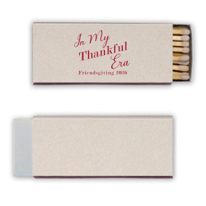 Impress your guests with the elegant In My Thankful Era Match. Light scented candles or fireplaces to level up your fall-time coziness, these quality matches make stylish gifts or souvenirs.
