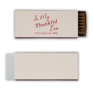 Impress your guests with the elegant In My Thankful Era Match. Light scented candles or fireplaces to level up your fall-time coziness, these quality matches make stylish gifts or souvenirs.