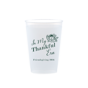 Show off your good graces with the In My Thankful Era Cup. Featuring a classic cornucopia design, this cup is easy to customize into a stylish accessory appropriate for any family holiday dinner. 