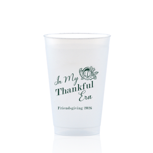 Show off your good graces with the In My Thankful Era Cup. Featuring a classic cornucopia design, this cup is easy to customize into a stylish accessory appropriate for any family holiday dinner. 