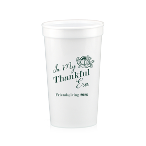 Show off your good graces with the In My Thankful Era Cup. Featuring a classic cornucopia design, this cup is easy to customize into a stylish accessory appropriate for any family holiday dinner. 