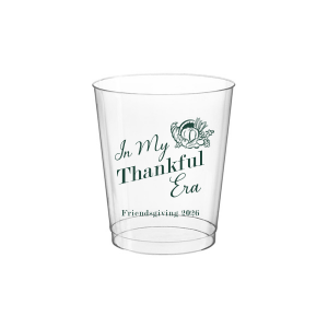 Show off your good graces with the In My Thankful Era Cup. Featuring a classic cornucopia design, this cup is easy to customize into a stylish accessory appropriate for any family holiday dinner. 