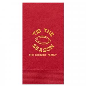 Personalize your big game day with our Football tis The Season Napkin. The handy napkin is easily personalized to your liking with custom text and design. Perfect for sports themed parties, score them for your big event!