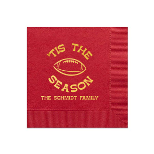 Personalize your big game day with our Football tis The Season Napkin. The handy napkin is easily personalized to your liking with custom text and design. Perfect for sports themed parties, score them for your big event!