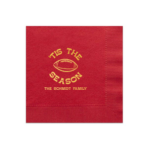 Personalize your big game day with our Football tis The Season Napkin. The handy napkin is easily personalized to your liking with custom text and design. Perfect for sports themed parties, score them for your big event!