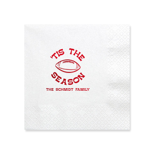 Personalize your big game day with our Football tis The Season Napkin. The handy napkin is easily personalized to your liking with custom text and design. Perfect for sports themed parties, score them for your big event!