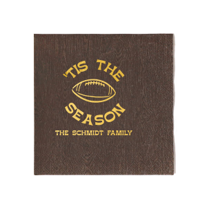 Personalize your big game day with our Football tis The Season Napkin. The handy napkin is easily personalized to your liking with custom text and design. Perfect for sports themed parties, score them for your big event!