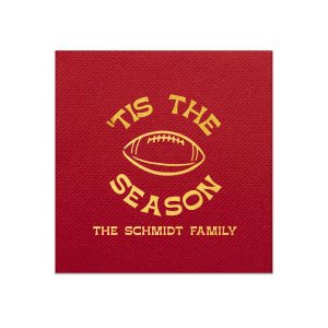 Personalize your big game day with our Football tis The Season Napkin. The handy napkin is easily personalized to your liking with custom text and design. Perfect for sports themed parties, score them for your big event!