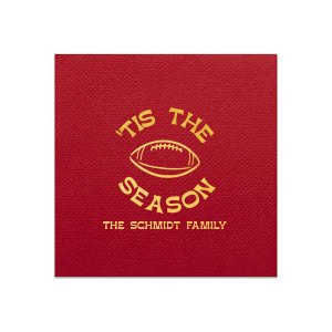 Personalize your big game day with our Football tis The Season Napkin. The handy napkin is easily personalized to your liking with custom text and design. Perfect for sports themed parties, score them for your big event!