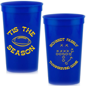 Keep game day stocked with the Football Tis The Season Cup. A must-have for diehard sports fans, easily customizable to match your favorite team. Makes great game day souvenirs for friends and family as well!