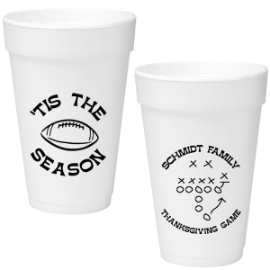 Keep game day stocked with the Football Tis The Season Cup. A must-have for diehard sports fans, easily customizable to match your favorite team. Makes great game day souvenirs for friends and family as well!