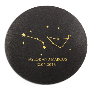 See the stars align with the Written in the Stars Coaster. Featuring the astrological signs of Capricorn and Aries as snazzy graphics, this stylish and practical coaster is well suited for Zodiac themed parties, ensuring everyone's horoscopes is set for a good time.