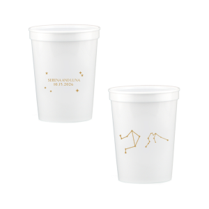 See the stars align with the Written in the Stars Cup. Featuring the astrological signs of Aquarius and Libra as snazzy graphics, this star dazzled cup is well suited for Zodiac themed parties, ensuring everyone's horoscopes is set for a good time.