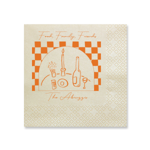 Showcase what's important this holiday season with our Food, Family, Friends Checkered Napkin. Honored guests will swoon from the adoration they feel while gazing upon this lovely napkin at the dinner table or from under their favorite holiday cocktail. The trendy design and text is customizable to add a personal touch to your party plans!