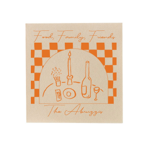 Showcase what's important this holiday season with our Food, Family, Friends Checkered Napkin. Honored guests will swoon from the adoration they feel while gazing upon this lovely napkin at the dinner table or from under their favorite holiday cocktail. The trendy design and text is customizable to add a personal touch to your party plans!