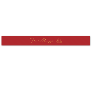 Our satin ribbon features a picturesque dinner scene alongside a handwritten script. This highly customizable ribbon makes for a beautiful accent on gifts and invitations, perfect for holidays events and more!