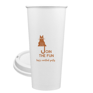 Elevate your home entertaining or birthday bash with the Cat Join the Fun Cup, whimsically illustrated with a cat whose tail creatively forms the letter 'J', helping to spell the phrase "Join the Fun." Below this playful design, add a personal touch by customizing with your name, inviting guests to share in the merriment.