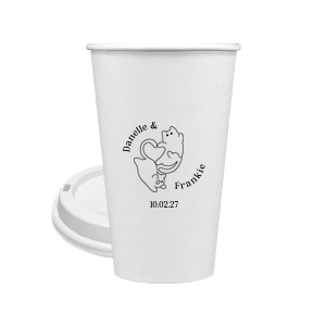 Unite in love with the Cat Tails of Love Wedding Cup, where two cats entwine tails to form a heart. Arched around the design you can customize with the couple's names and below the date of your union.