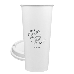 Unite in love with the Cat Tails of Love Wedding Cup, where two cats entwine tails to form a heart. Arched around the design you can customize with the couple's names and below the date of your union.