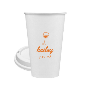 Captivate your guests with the Minimal Bridal Shower Cup, displaying a delicate wine glass illustration. Beneath it, the date of the event is inscribed in a refined sans serif font, while the bride-to-be's name adorns the top in a chic, modern script. A tasteful complement to your stylish and contemporary bridal shower.