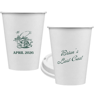 Commemorate the bachelor's 'Last Cast' before tying the knot with the Bachelor Party Last Cast Cup, personalized with the bachelor's name in a vintage script and a nostalgic illustration of a man fishing from a boat. Add the special date in a classic serif font for a keepsake that will be treasured long after the bachelor party.
