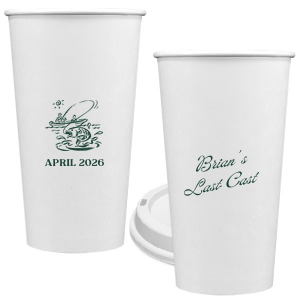 Commemorate the bachelor's 'Last Cast' before tying the knot with the Bachelor Party Last Cast Cup, personalized with the bachelor's name in a vintage script and a nostalgic illustration of a man fishing from a boat. Add the special date in a classic serif font for a keepsake that will be treasured long after the bachelor party.