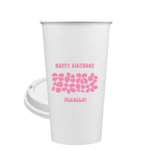 Turn back time at your birthday party with the Retro Floral Groove Cup, personalized with your name in a funky, retro-inspired font, and decked out with a groovy '70s floral pattern. A hip and nostalgic way to raise a toast on your special day.