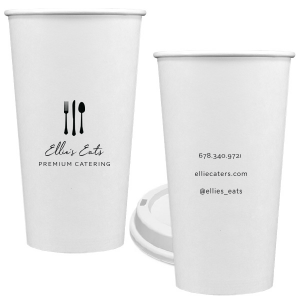 ForYourParty's personalized Matte Black Ink 12 oz Paper Hot Cup with Lid with Matte Black Ink Cup Ink Colors has a Place Setting graphic and is good for use in Food themed parties and will add that special attention to detail that cannot be overlooked.