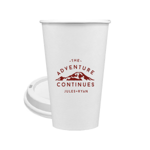 Custom Matte Eggplant Ink 8 oz Paper Coffee Cup with Lid with Matte Eggplant Ink Cup Ink Colors has a Mountain graphic and is good for use in Travel, Outdoors, Sports themed parties and will impress guests like no other. Make this party unforgettable.