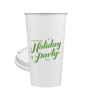 Sip with shimmer using the Sparkle Holiday Party Cup. Showcasing bold, joyous script for "Holiday Party" surrounded by twinkling sparkles, it's the perfect festive touch. Personalize with the host's name and year to ensure your celebration shines with every sip!
