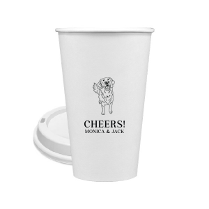 Invite man's best friend to your wedding with the Golden Retriever Wedding Cup. Featuring an adorable picture of a golden retriever, you can personalize this cup with the couple's names for a wedding. 